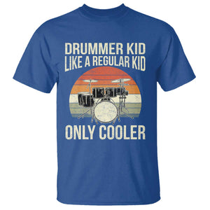 Funny Drummer Kid T Shirt Like A Regular Kid But Cooler Boys Girls Kids TS10 Royal Blue Print Your Wear