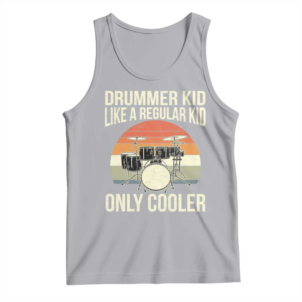 Funny Drummer Kid Tank Top Like A Regular Kid But Cooler Boys Girls Kids TS10 Athletic Heather Print Your Wear