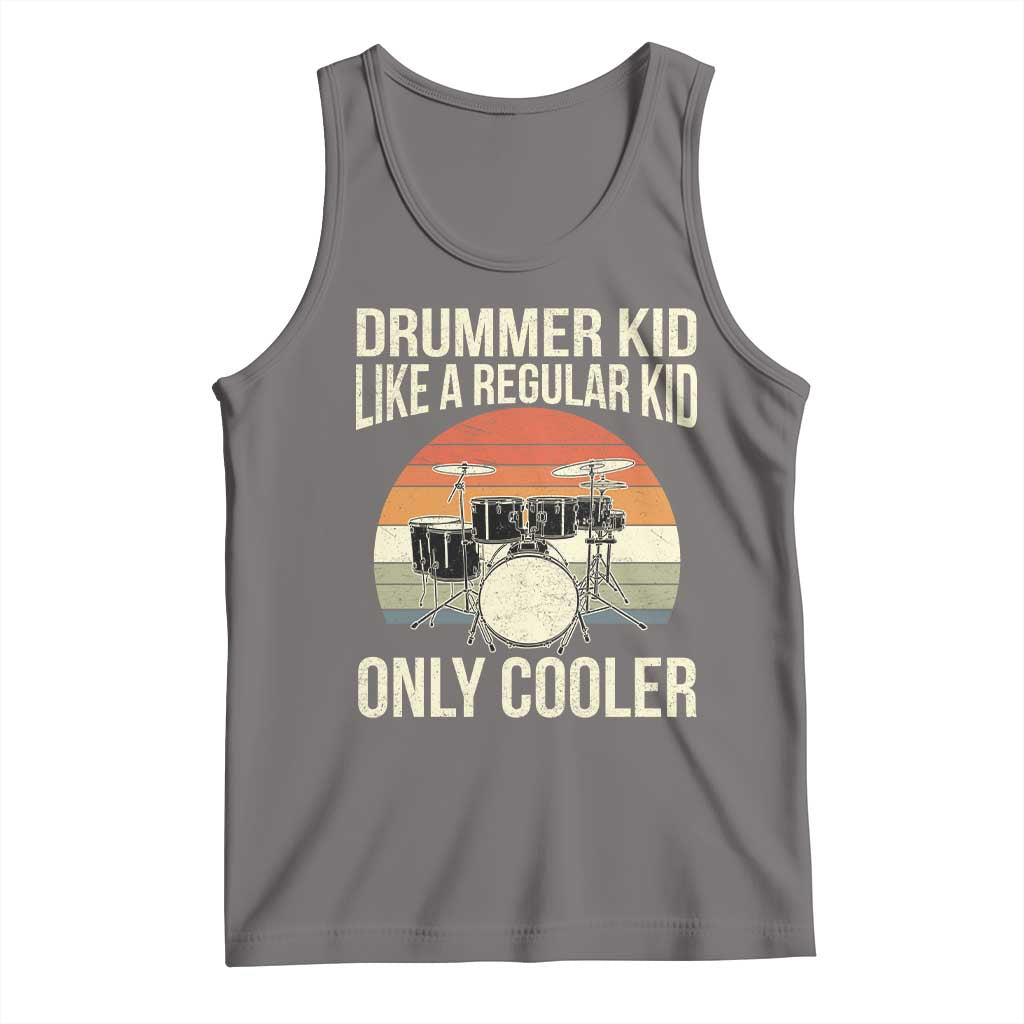 Funny Drummer Kid Tank Top Like A Regular Kid But Cooler Boys Girls Kids TS10 Deep Heather Print Your Wear