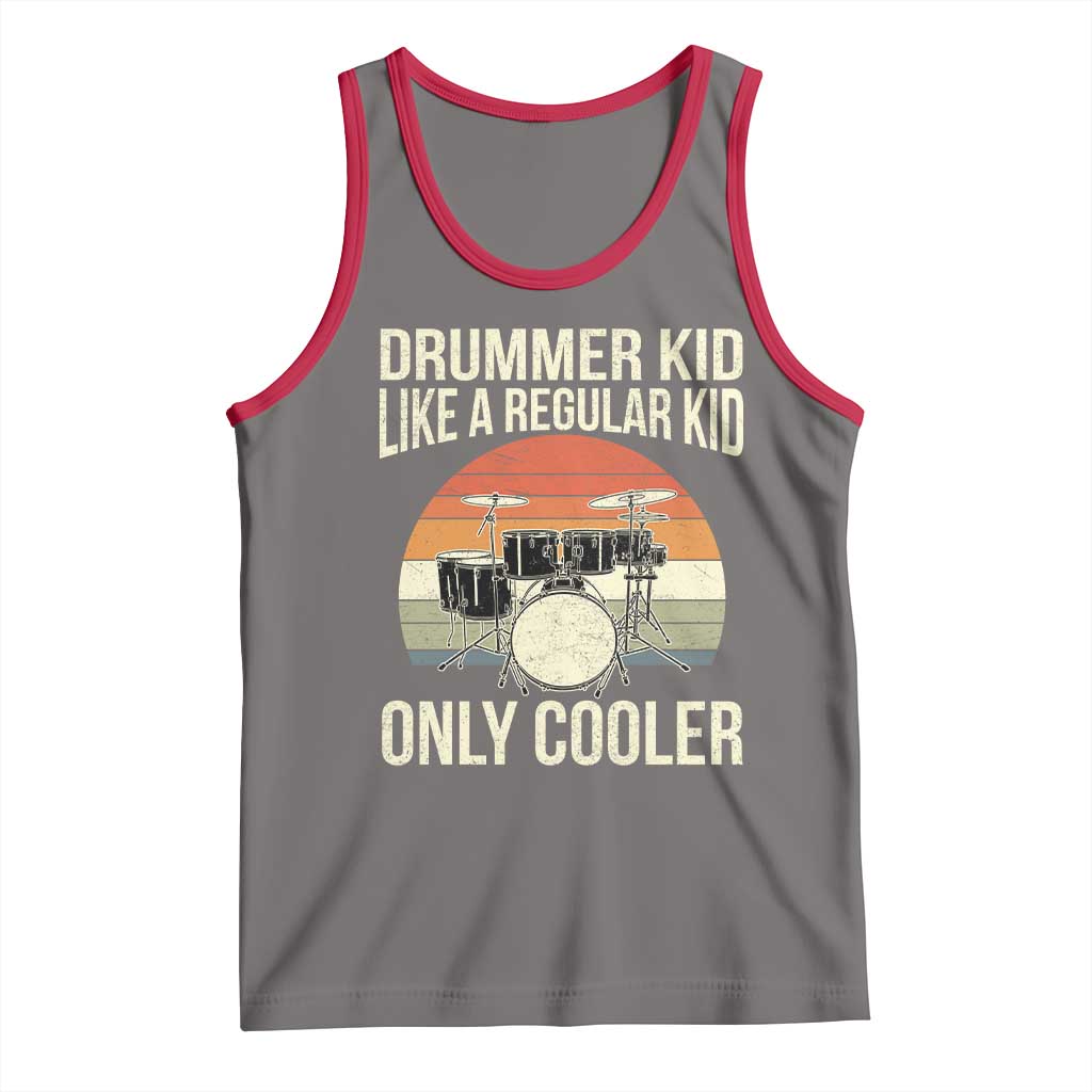Funny Drummer Kid Tank Top Like A Regular Kid But Cooler Boys Girls Kids TS10 Deep Heather Red Print Your Wear