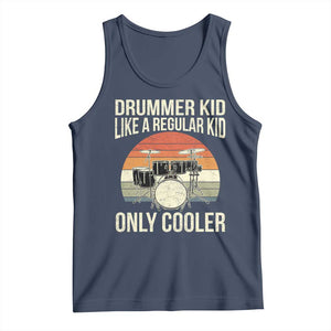 Funny Drummer Kid Tank Top Like A Regular Kid But Cooler Boys Girls Kids TS10 Navy Print Your Wear