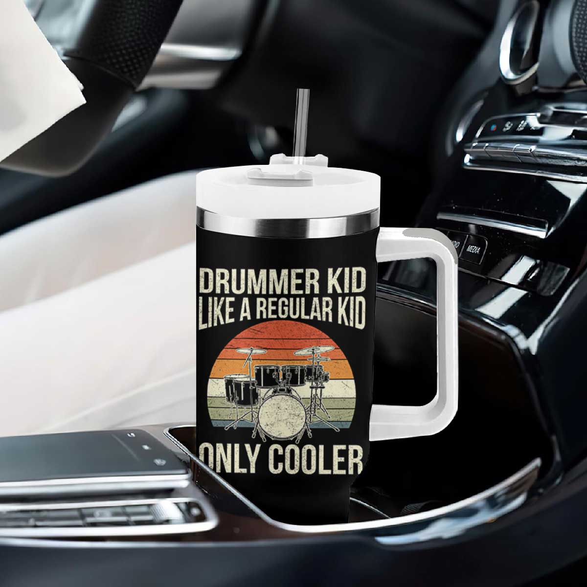 Funny Drummer Kid Tumbler With Handle Like A Regular Kid But Cooler Boys Girls Kids TS10 Print Your Wear