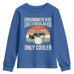 Funny Drummer Kid Youth Sweatshirt Like A Regular Kid But Cooler Boys Girls Kids TS10 Royal Blue Print Your Wear
