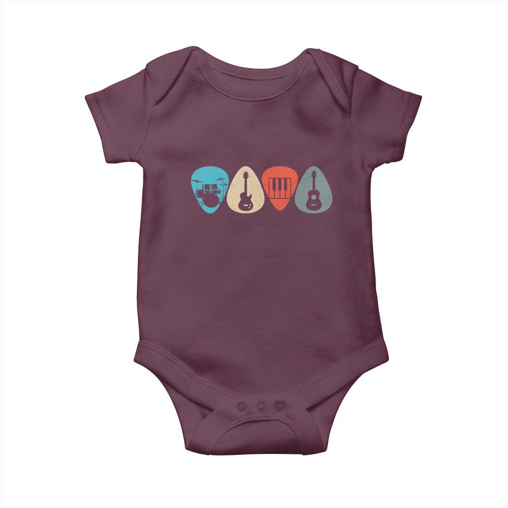 Guitar Pick Baby Onesie Retro Music Instrument TS10 Maroon Print Your Wear