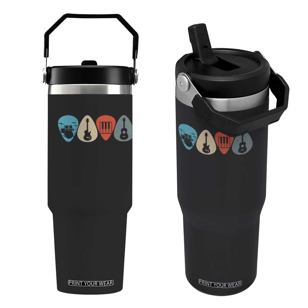 Guitar Pick Flip Straw Tumbler Retro Music Instrument TS10 One Size: 30 oz Black Print Your Wear