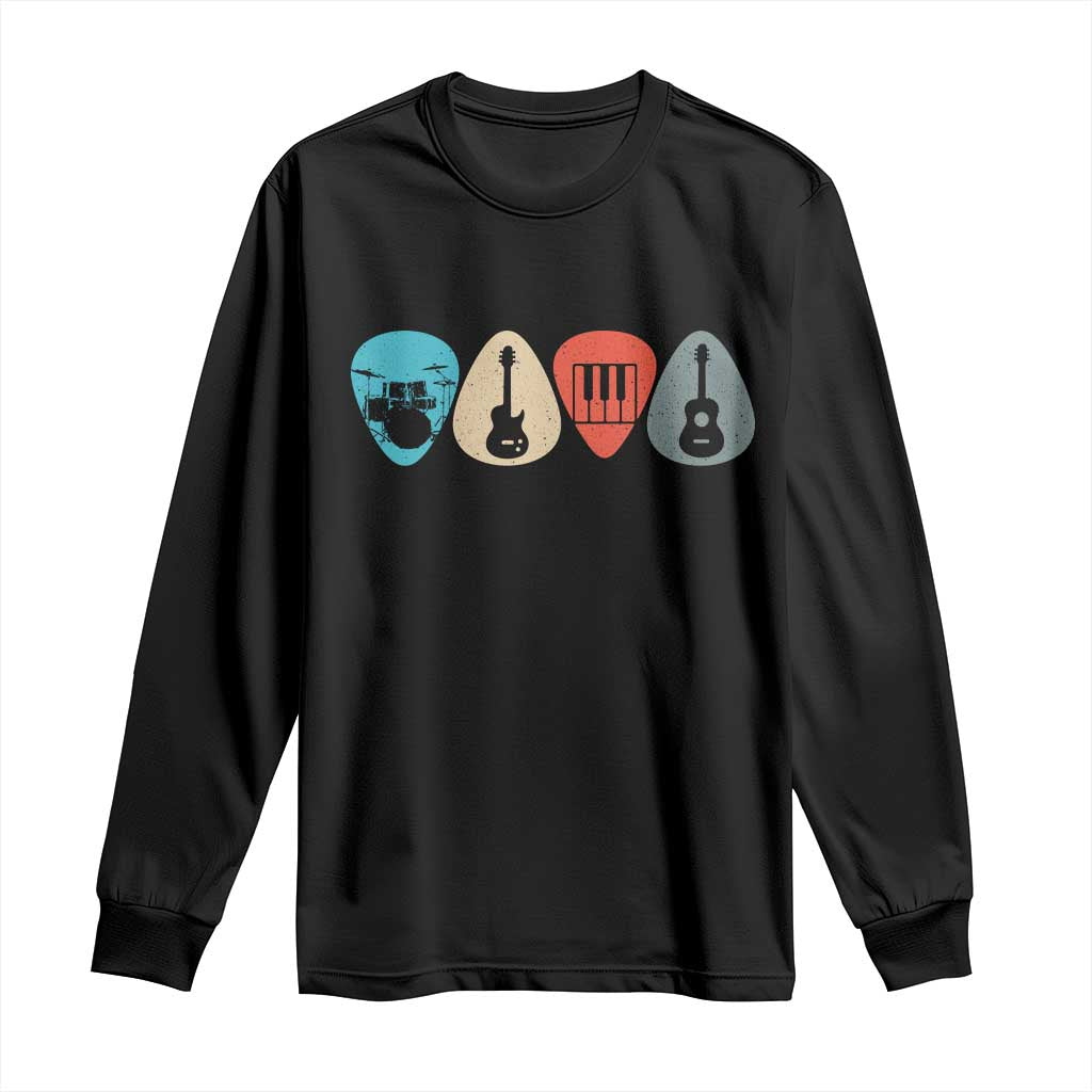 Guitar Pick Long Sleeve Shirt Retro Music Instrument TS10 Black Print Your Wear