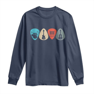 Guitar Pick Long Sleeve Shirt Retro Music Instrument TS10 Navy Print Your Wear