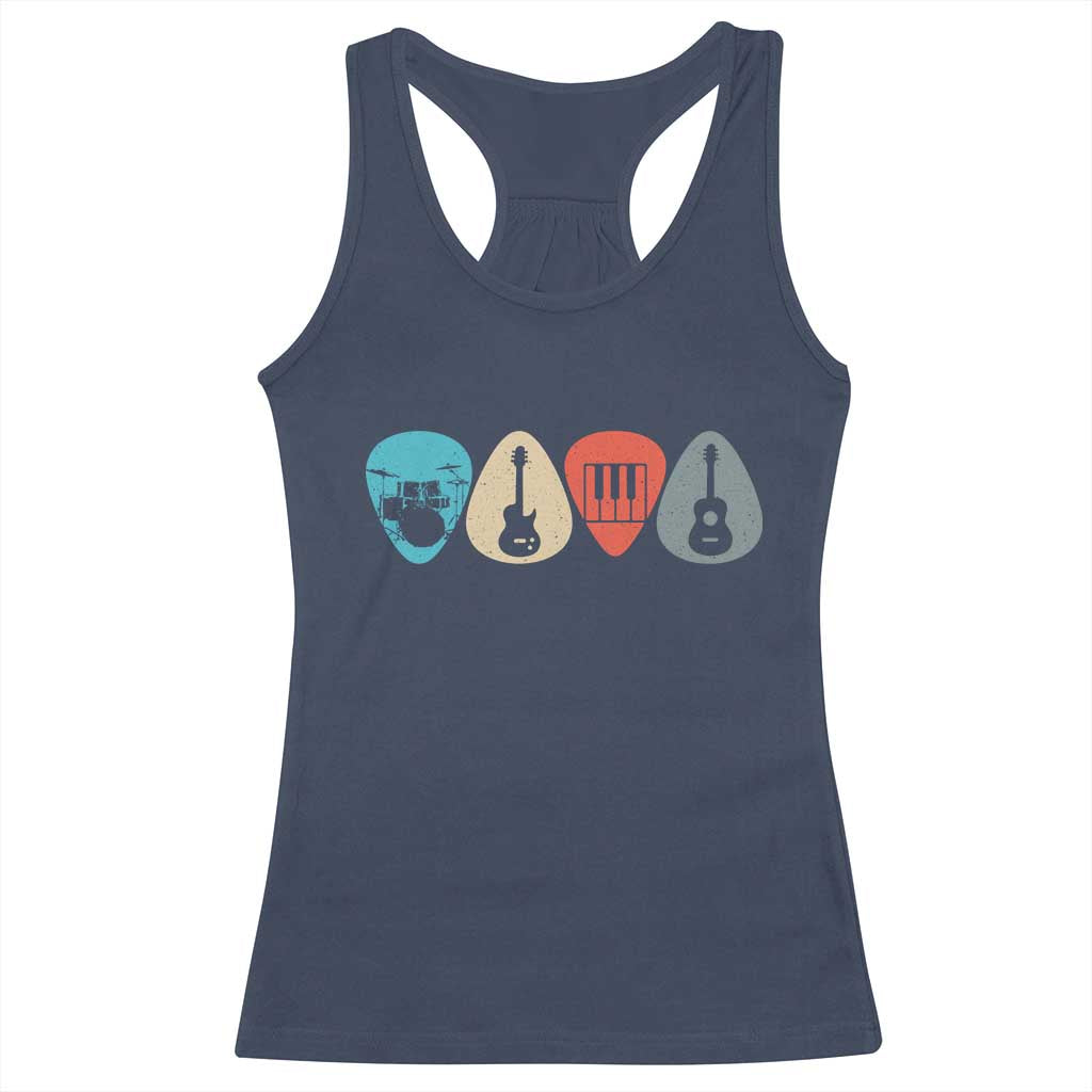 Guitar Pick Racerback Tank Top Retro Music Instrument TS10 Navy Print Your Wear