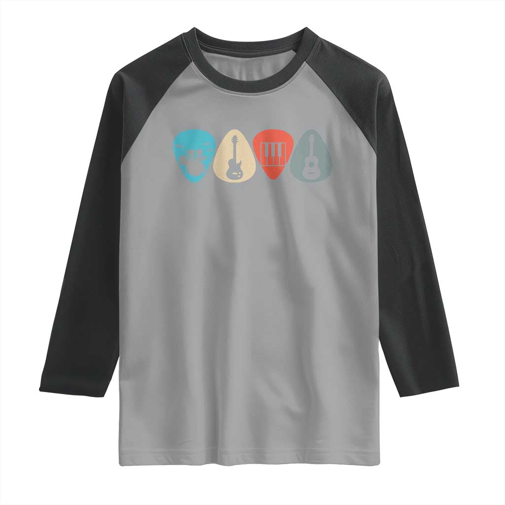 Guitar Pick Raglan Shirt Retro Music Instrument TS10 Sport Gray Black Print Your Wear