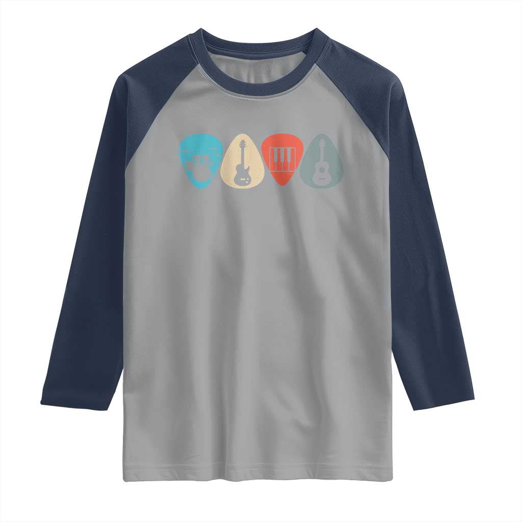 Guitar Pick Raglan Shirt Retro Music Instrument TS10 Sport Gray Navy Print Your Wear