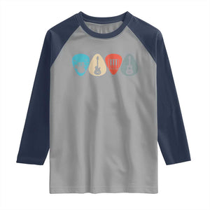 Guitar Pick Raglan Shirt Retro Music Instrument TS10 Sport Gray Navy Print Your Wear