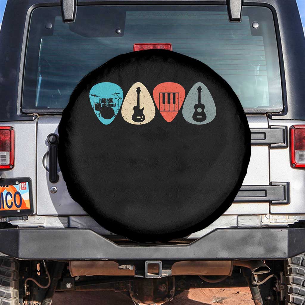 Guitar Pick Spare Tire Cover Retro Music Instrument TS10 No hole Black Print Your Wear