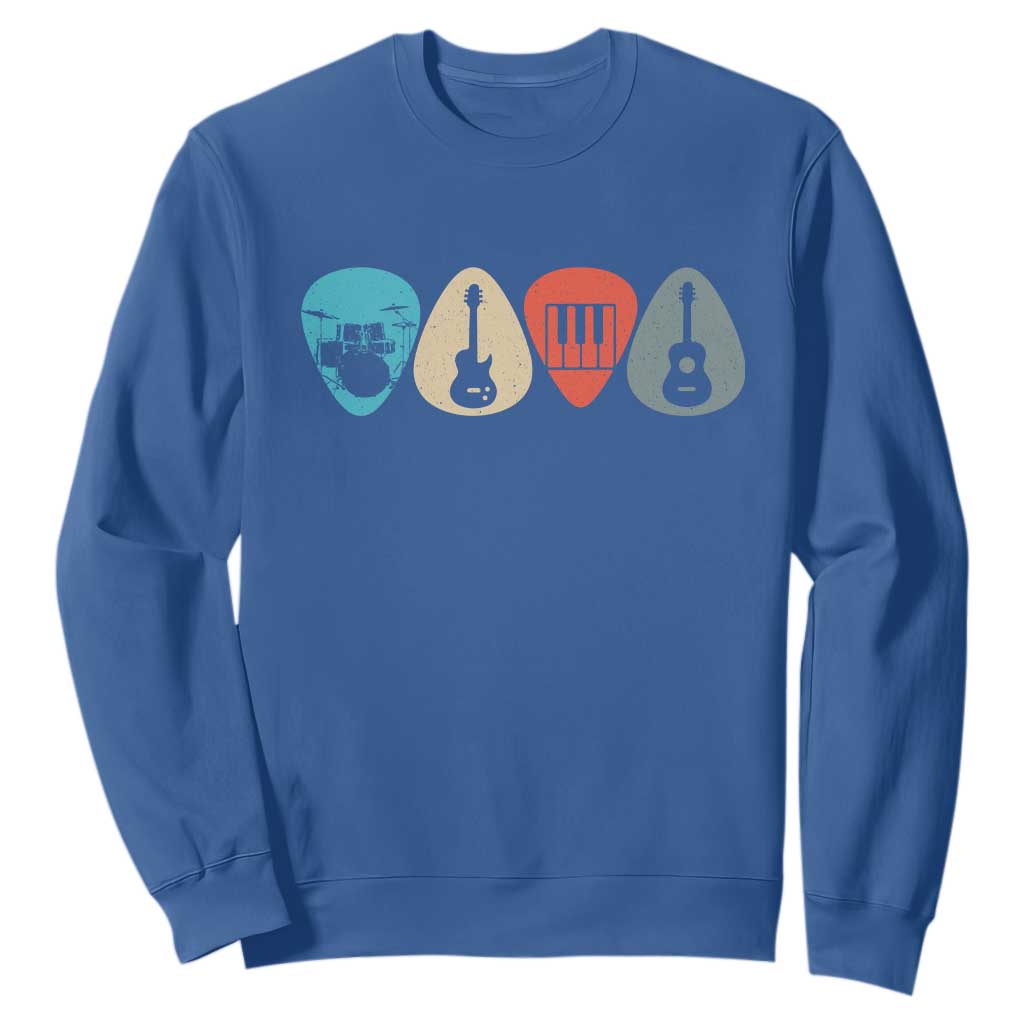 Guitar Pick Sweatshirt Retro Music Instrument TS10 Royal Blue Print Your Wear
