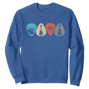 Guitar Pick Sweatshirt Retro Music Instrument TS10 Royal Blue Print Your Wear