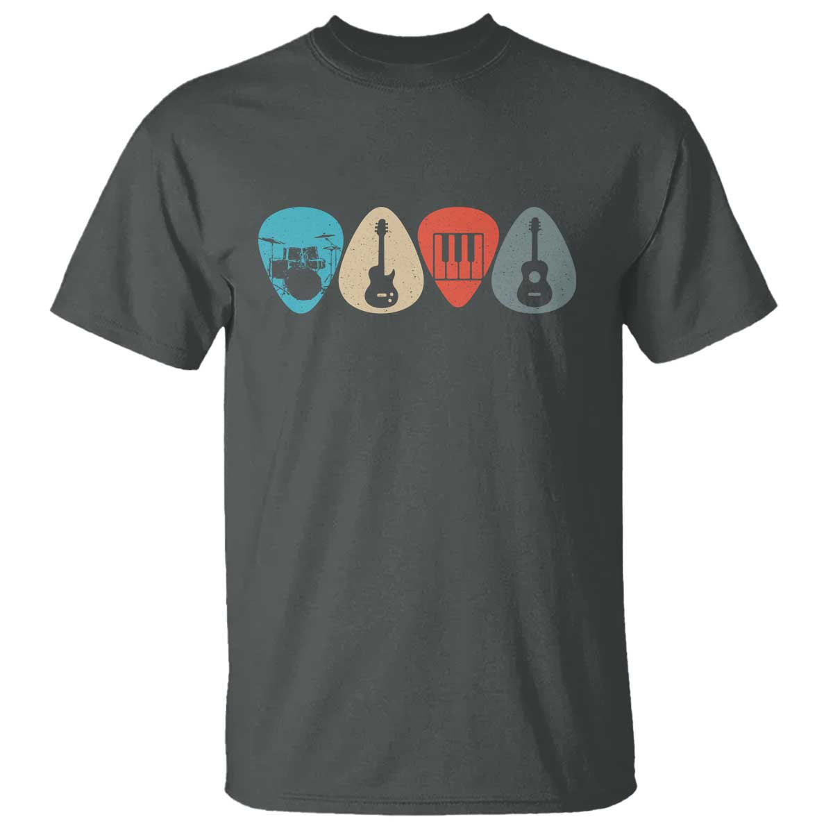 Guitar Pick T Shirt Retro Music Instrument TS10 Dark Heather Print Your Wear