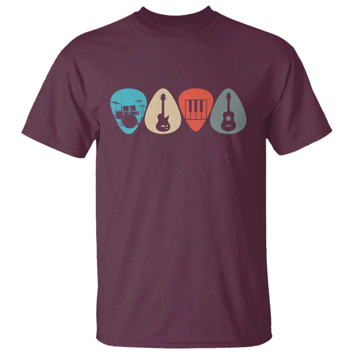 Guitar Pick T Shirt Retro Music Instrument TS10 Maroon Print Your Wear