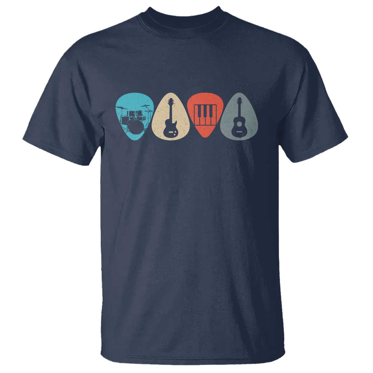 Guitar Pick T Shirt Retro Music Instrument TS10 Navy Print Your Wear