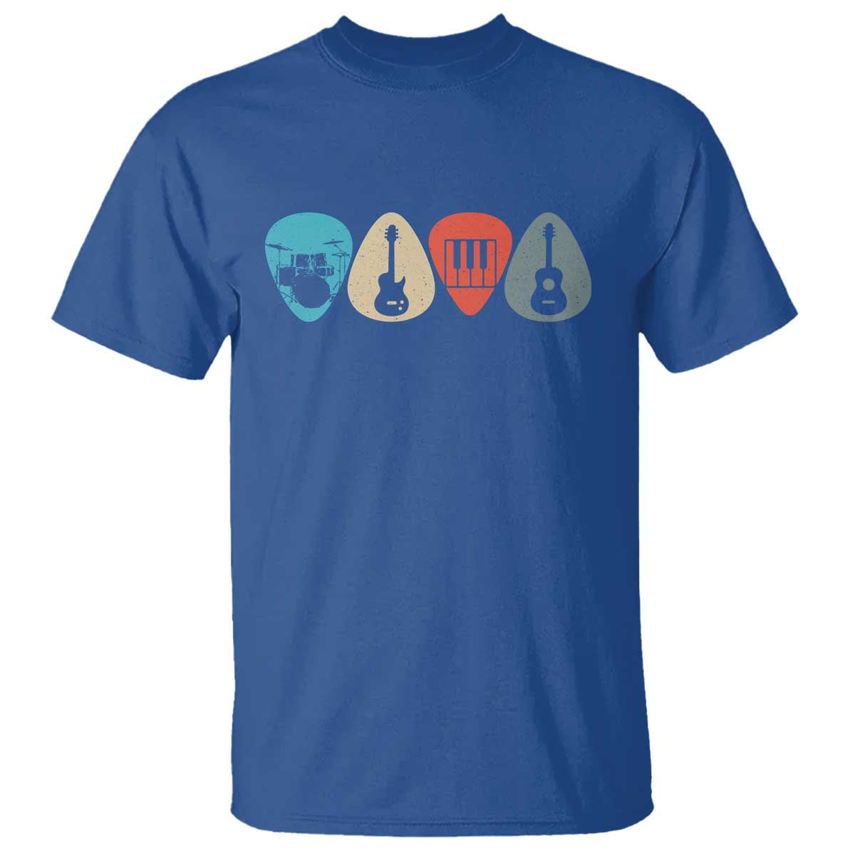 Guitar Pick T Shirt Retro Music Instrument TS10 Royal Blue Print Your Wear