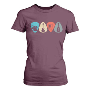 Guitar Pick T Shirt For Women Retro Music Instrument TS10 Maroon Print Your Wear