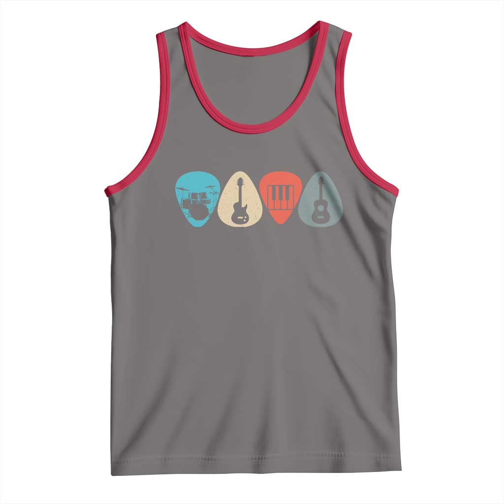 Guitar Pick Tank Top Retro Music Instrument TS10 Deep Heather Red Print Your Wear