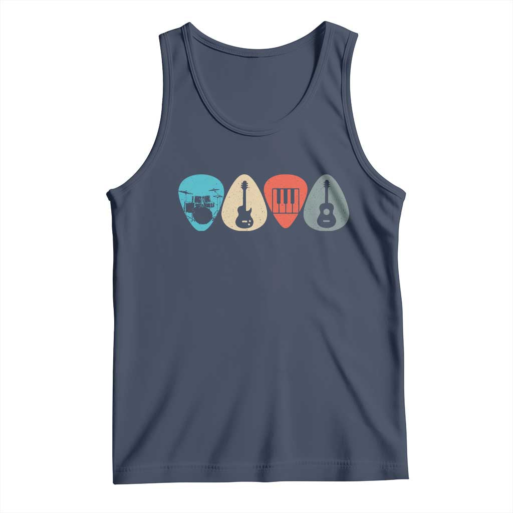 Guitar Pick Tank Top Retro Music Instrument TS10 Navy Print Your Wear