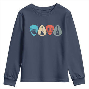 Guitar Pick Youth Sweatshirt Retro Music Instrument TS10 Navy Print Your Wear