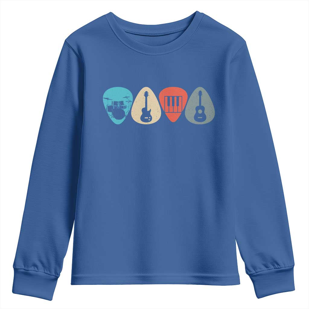 Guitar Pick Youth Sweatshirt Retro Music Instrument TS10 Royal Blue Print Your Wear