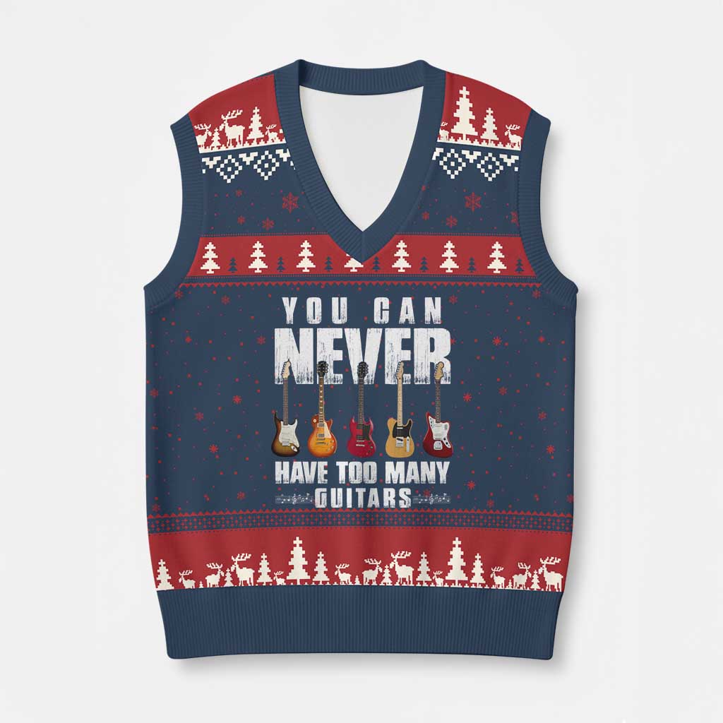 Funny Guitarist V-Neck Knit Sweater Vest You Can Never Have Too Many Guitars Music Life TS10 Navy Red Print Your Wear