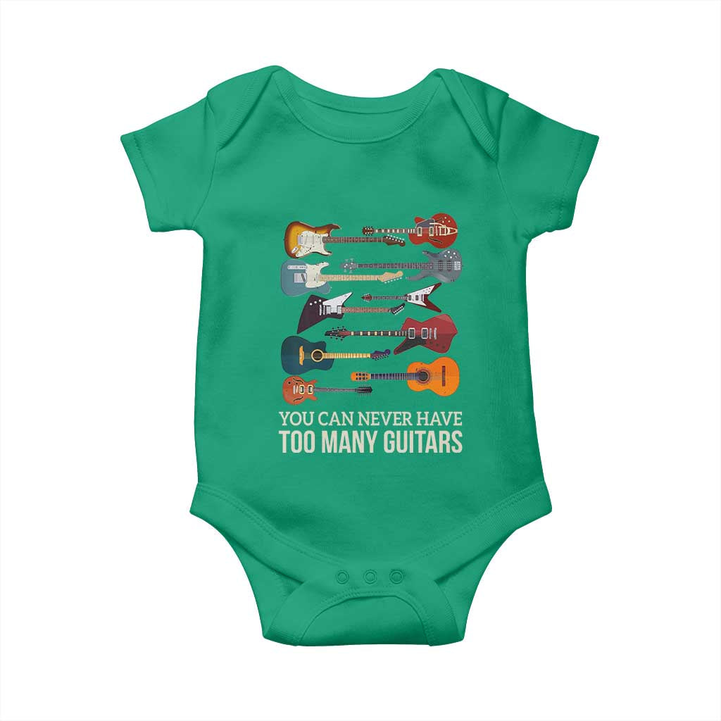 Funny Guitarist Baby Onesie You Can Never Have Too Many Guitars Vintage Guitar Lineup TS10 Irish Green Print Your Wear