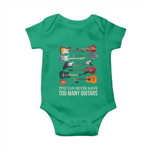 Funny Guitarist Baby Onesie You Can Never Have Too Many Guitars Vintage Guitar Lineup TS10 Irish Green Print Your Wear