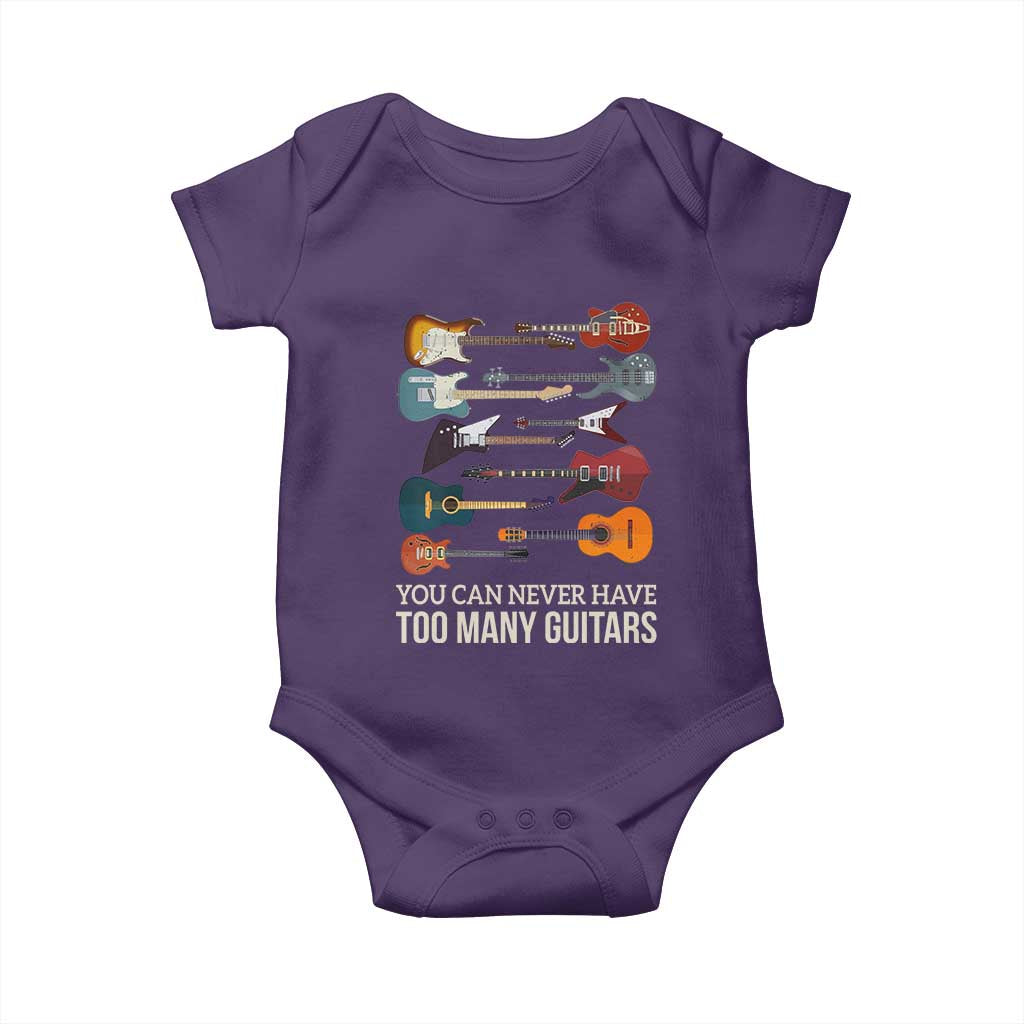 Funny Guitarist Baby Onesie You Can Never Have Too Many Guitars Vintage Guitar Lineup TS10 Purple Print Your Wear