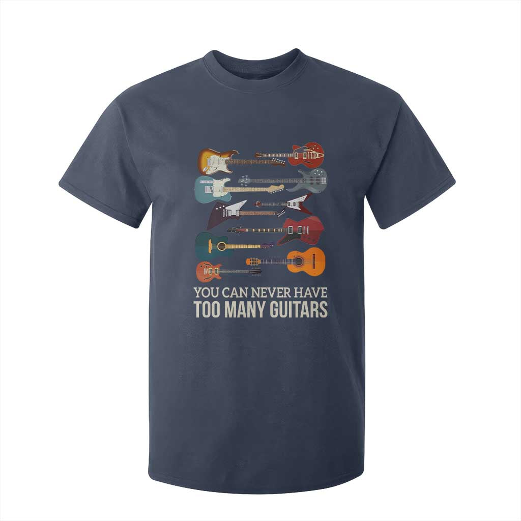 Funny Guitarist T Shirt For Kid You Can Never Have Too Many Guitars Vintage Guitar Lineup TS10 Navy Print Your Wear