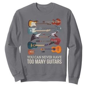 Funny Guitarist Sweatshirt You Can Never Have Too Many Guitars Vintage Guitar Lineup TS10 Charcoal Print Your Wear