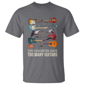 Funny Guitarist T Shirt You Can Never Have Too Many Guitars Vintage Guitar Lineup TS10 Charcoal Print Your Wear
