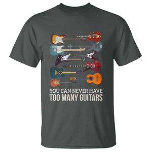 Funny Guitarist T Shirt You Can Never Have Too Many Guitars Vintage Guitar Lineup TS10 Dark Heather Print Your Wear