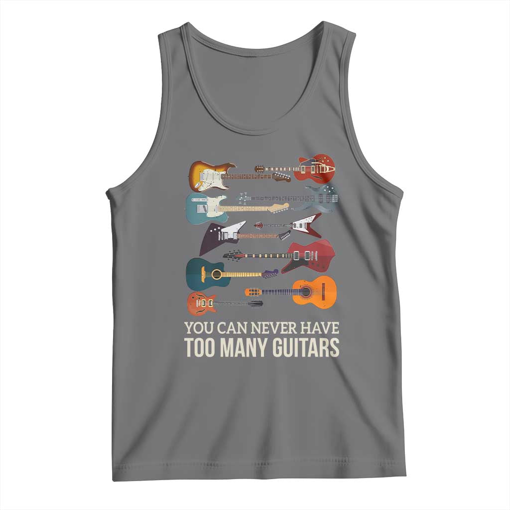 Funny Guitarist Tank Top You Can Never Have Too Many Guitars Vintage Guitar Lineup TS10 Black Heather Print Your Wear