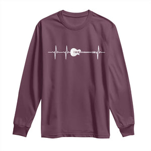 Guitar Heartbeat Long Sleeve Shirt Funny Guitarist Guitars Music Lovers TS10 Maroon Print Your Wear