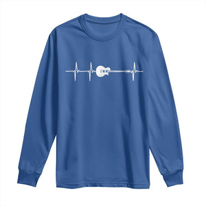 Guitar Heartbeat Long Sleeve Shirt Funny Guitarist Guitars Music Lovers TS10 Royal Blue Print Your Wear