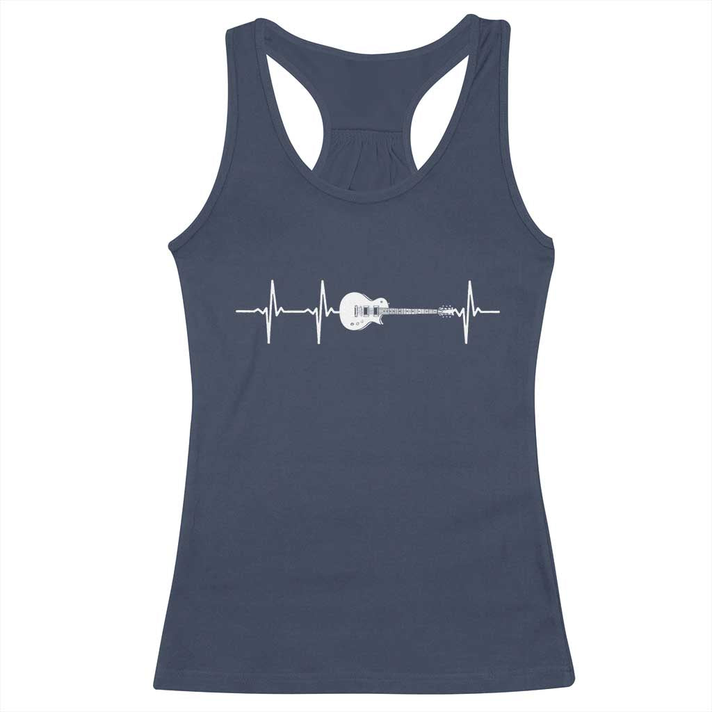 Guitar Heartbeat Racerback Tank Top Funny Guitarist Guitars Music Lovers TS10 Navy Print Your Wear