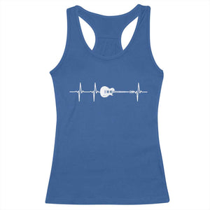 Guitar Heartbeat Racerback Tank Top Funny Guitarist Guitars Music Lovers TS10 Royal Blue Print Your Wear