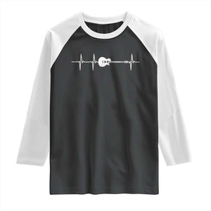 Guitar Heartbeat Raglan Shirt Funny Guitarist Guitars Music Lovers TS10 Black White Print Your Wear