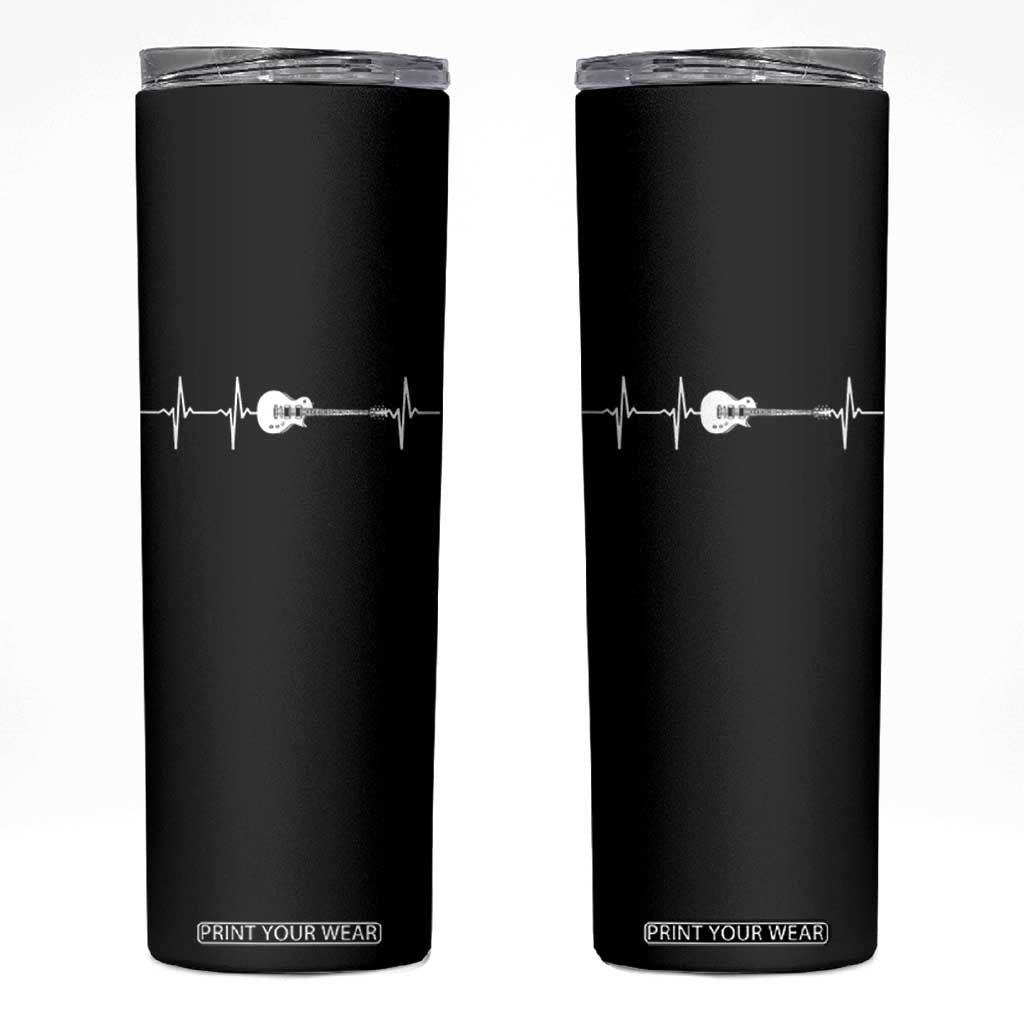 Guitar Heartbeat Skinny Tumbler Funny Guitarist Guitars Music Lovers TS10 Black Print Your Wear