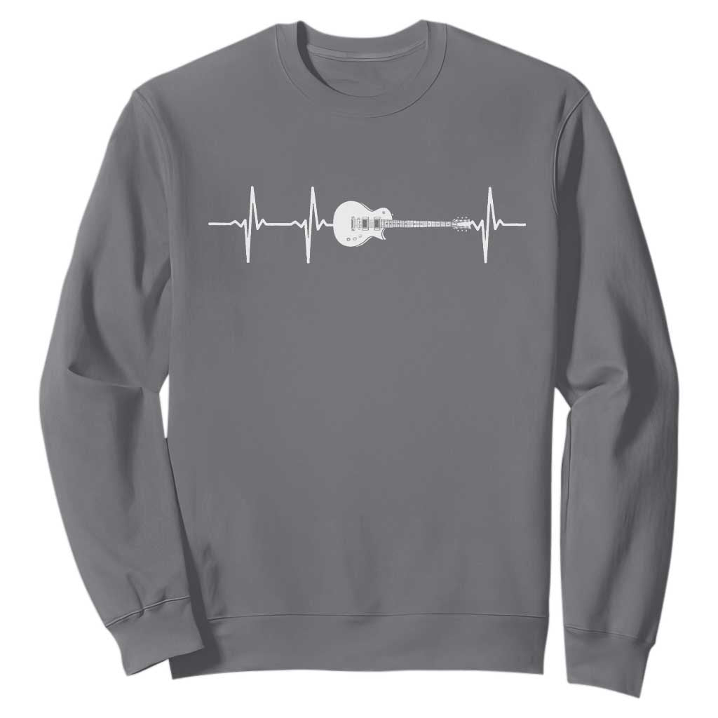 Guitar Heartbeat Sweatshirt Funny Guitarist Guitars Music Lovers TS10 Charcoal Print Your Wear