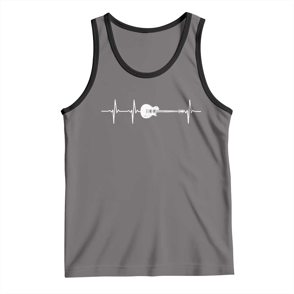 Guitar Heartbeat Tank Top Funny Guitarist Guitars Music Lovers TS10 Deep Heather Black Print Your Wear