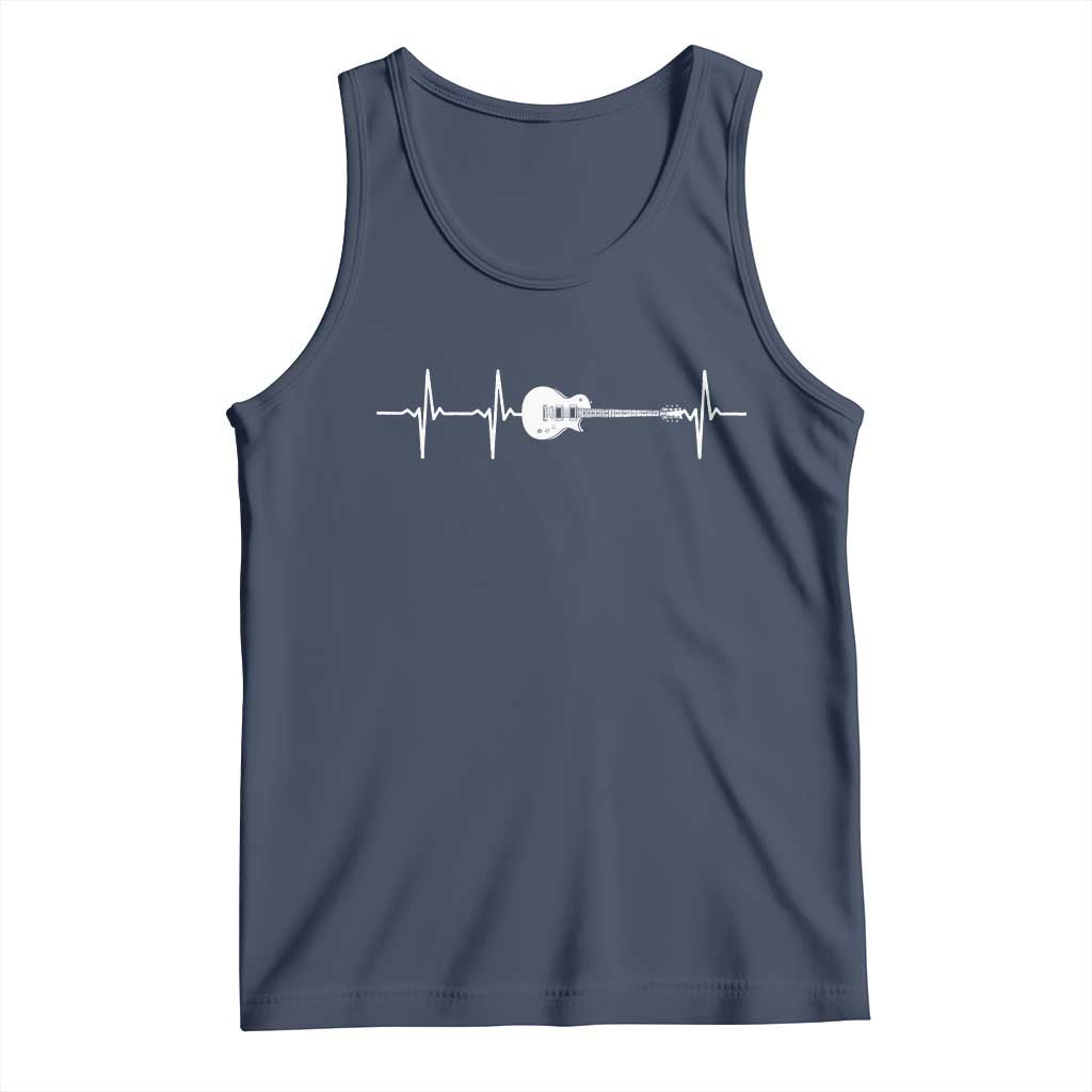 Guitar Heartbeat Tank Top Funny Guitarist Guitars Music Lovers TS10 Navy Print Your Wear