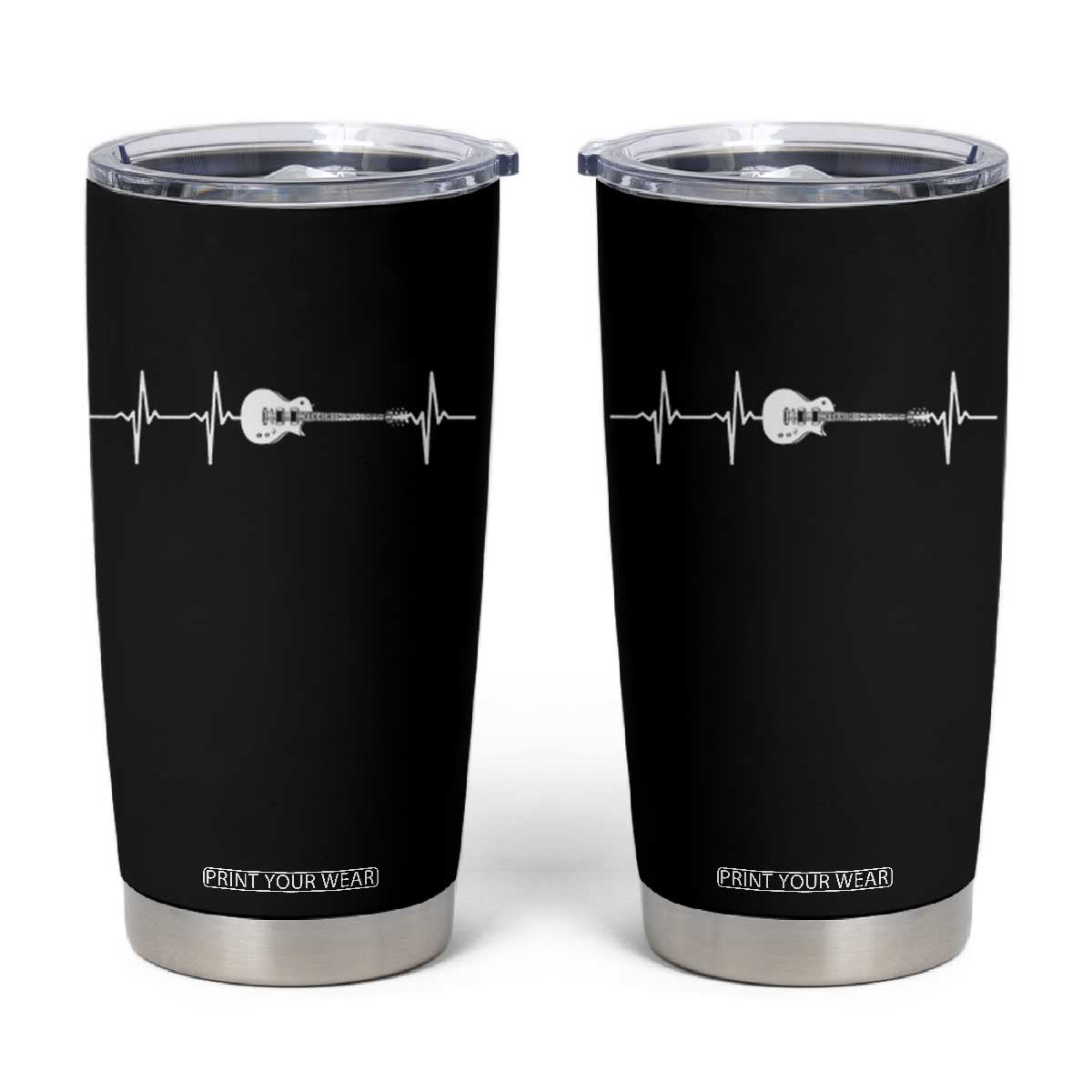 Guitar Heartbeat Tumbler Cup Funny Guitarist Guitars Music Lovers TS10 Black Print Your Wear
