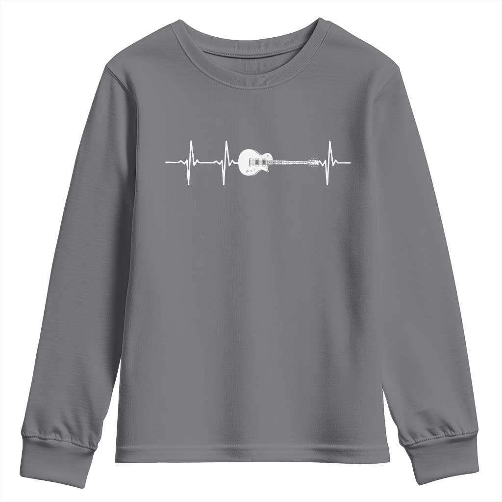 Guitar Heartbeat Youth Sweatshirt Funny Guitarist Guitars Music Lovers TS10 Charcoal Print Your Wear