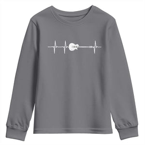 Guitar Heartbeat Youth Sweatshirt Funny Guitarist Guitars Music Lovers TS10 Charcoal Print Your Wear