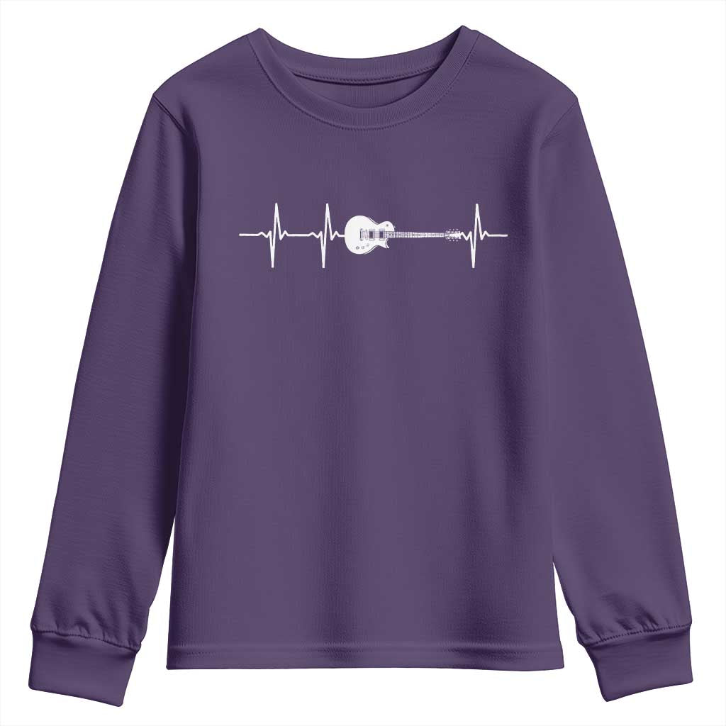 Guitar Heartbeat Youth Sweatshirt Funny Guitarist Guitars Music Lovers TS10 Purple Print Your Wear