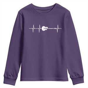 Guitar Heartbeat Youth Sweatshirt Funny Guitarist Guitars Music Lovers TS10 Purple Print Your Wear